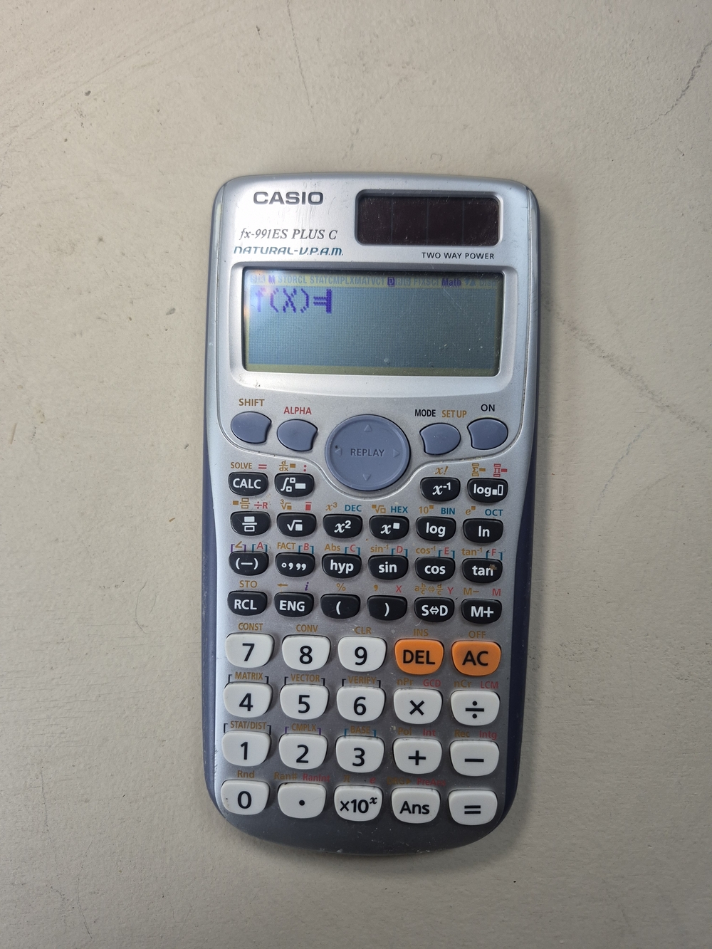 Casio Scientific Calculator in Silver, White, Black with Orange Accents